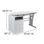 Computertisch mit 3 Schubladen und Tastaturablage