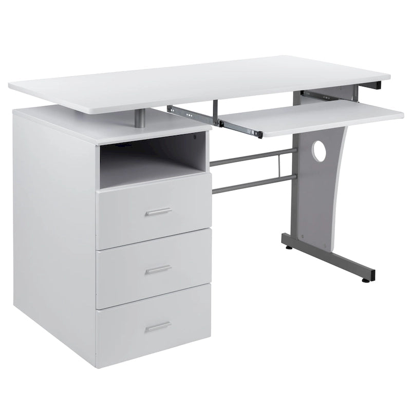 Computertisch mit 3 Schubladen und Tastaturablage
