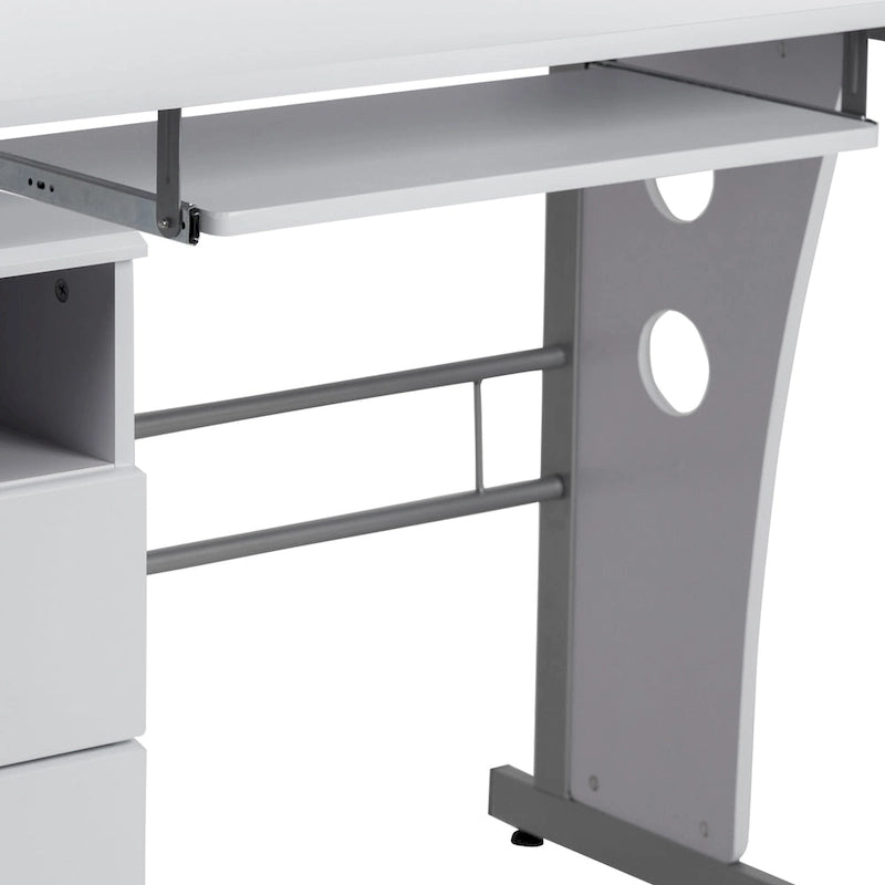 Computertisch mit 3 Schubladen und Tastaturablage