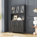 Large Kitchen Pantry Storage Cabinet with Glass Doors