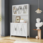 Large Kitchen Pantry Storage Cabinet with Glass Doors