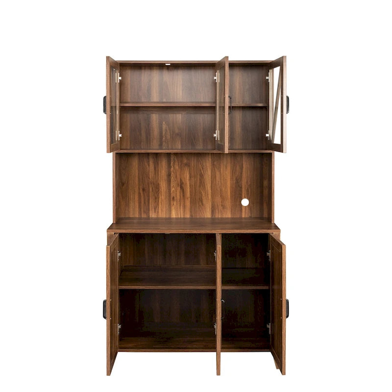 Large Kitchen Pantry Storage Cabinet with Glass Doors