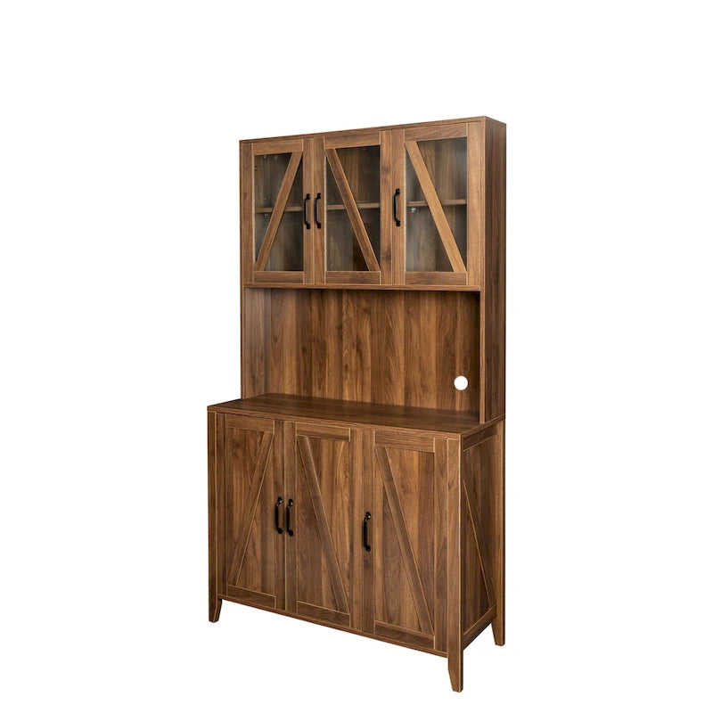 Large Kitchen Pantry Storage Cabinet with Glass Doors