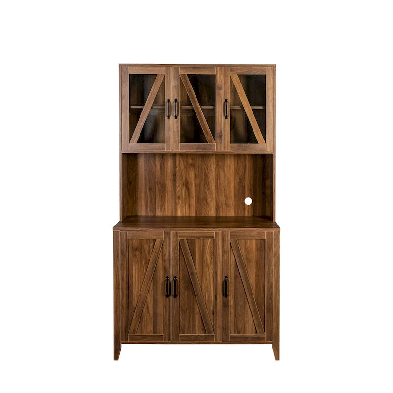 Large Kitchen Pantry Storage Cabinet with Glass Doors