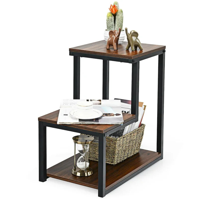 3-Tier End Table Side Table Night Stand W/ Storage Shelf
