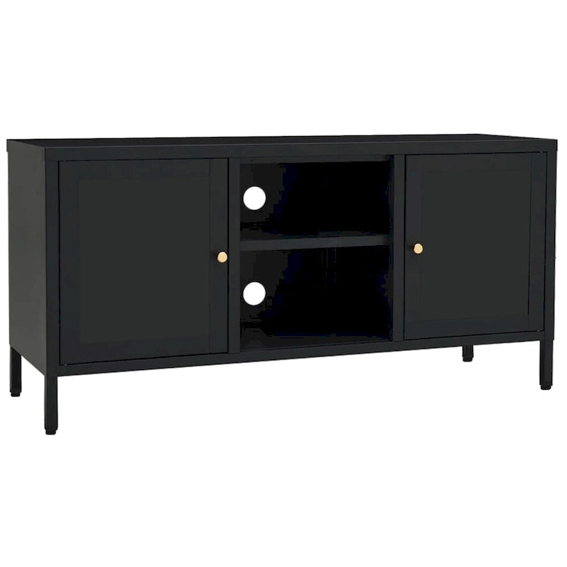 TV Cabinet Black 41.3x13.7x20.4 Steel and Glass