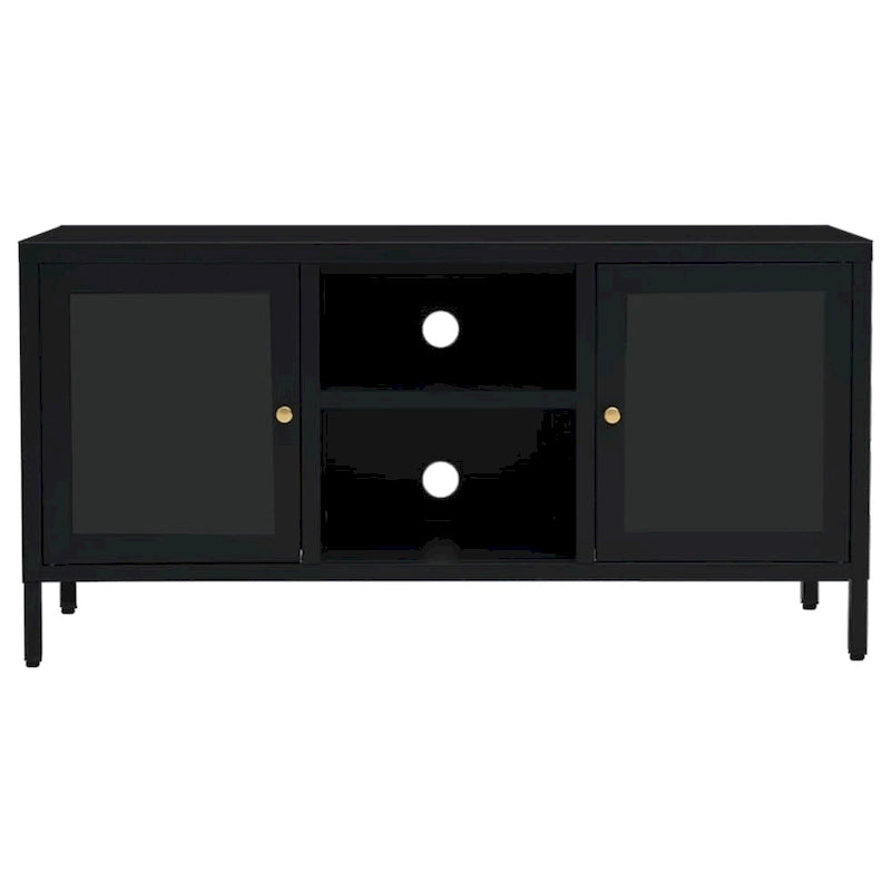 TV Cabinet Black 41.3x13.7x20.4 Steel and Glass