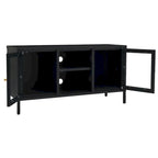 TV Cabinet Black 41.3x13.7x20.4 Steel and Glass