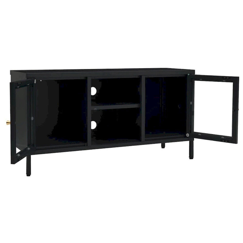 TV Cabinet Black 41.3x13.7x20.4 Steel and Glass