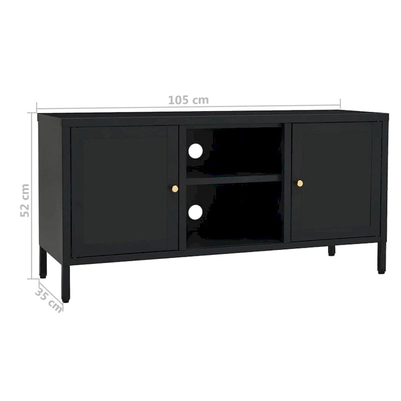 TV Cabinet Black 41.3x13.7x20.4 Steel and Glass