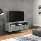 TV Stand with Metal Legs Solid Wood Pine - 41.7 x 15.7 x 18.3