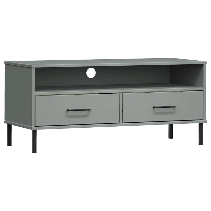 TV Stand with Metal Legs Solid Wood Pine - 41.7 x 15.7 x 18.3