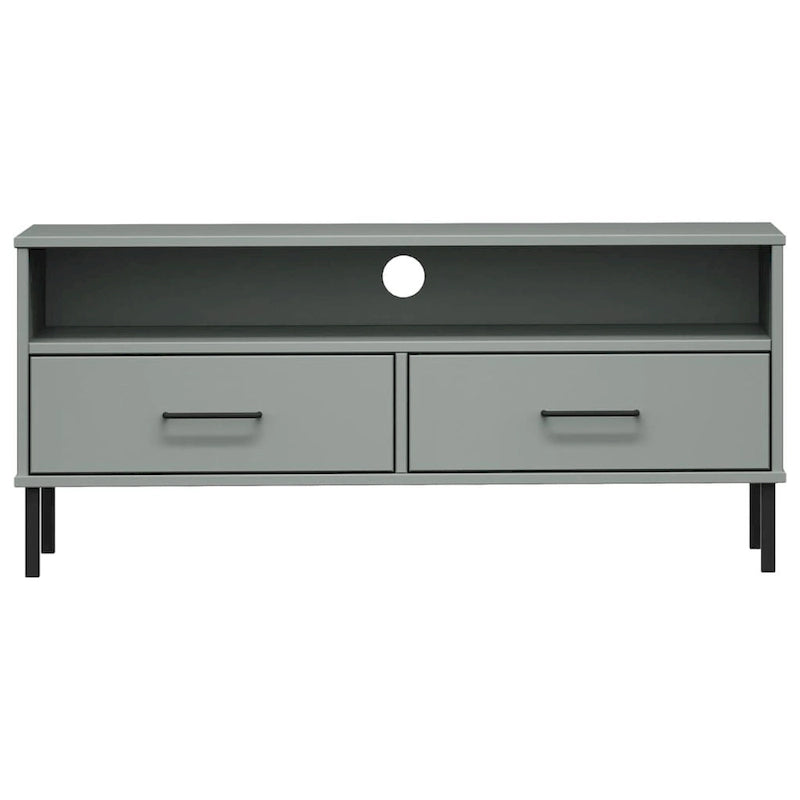 TV Stand with Metal Legs Solid Wood Pine - 41.7 x 15.7 x 18.3