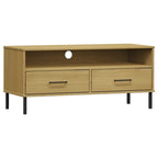 TV Stand with Metal Legs Solid Wood Pine - 41.7 x 15.7 x 18.3
