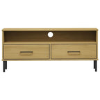 TV Stand with Metal Legs Solid Wood Pine - 41.7 x 15.7 x 18.3