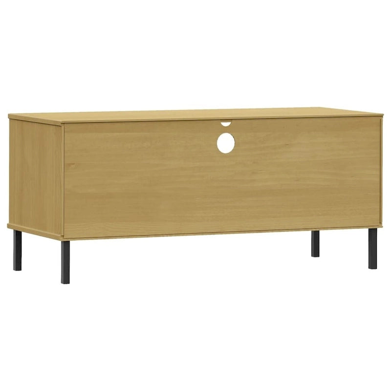 TV Stand with Metal Legs Solid Wood Pine - 41.7 x 15.7 x 18.3