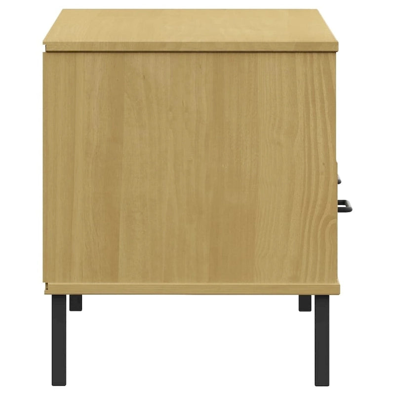 TV Stand with Metal Legs Solid Wood Pine - 41.7 x 15.7 x 18.3
