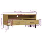 TV Stand with Metal Legs Solid Wood Pine - 41.7 x 15.7 x 18.3