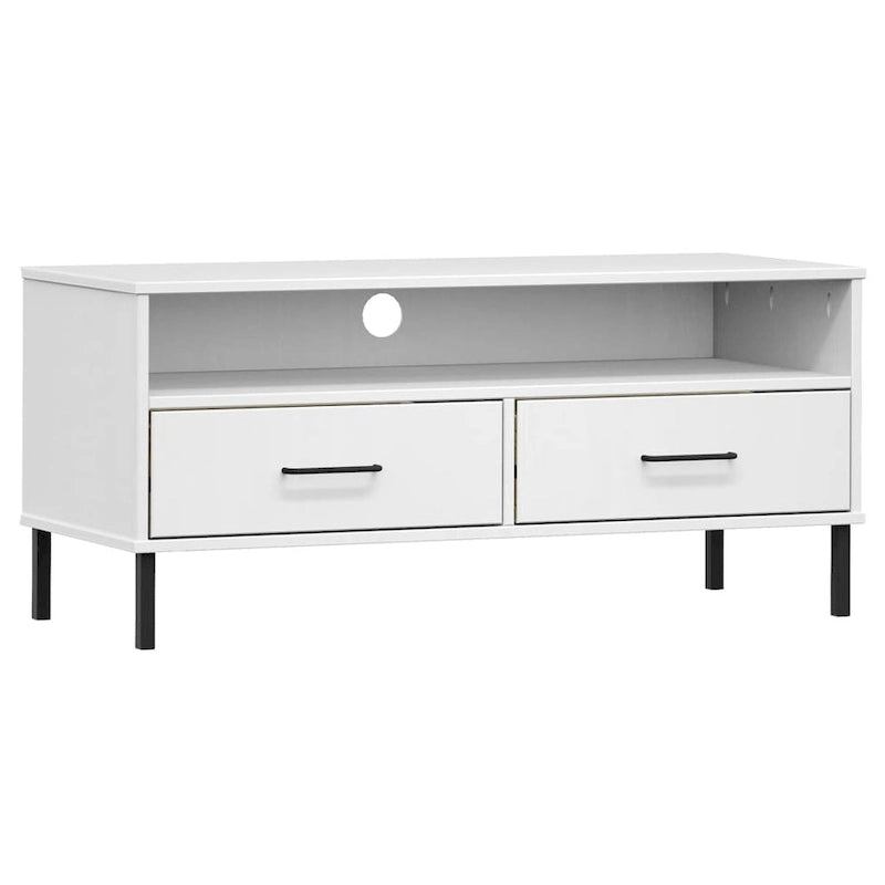 TV Stand with Metal Legs Solid Wood Pine - 41.7 x 15.7 x 18.3