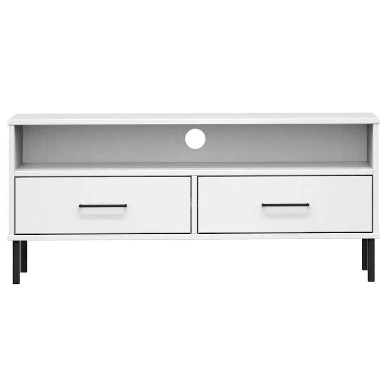 TV Stand with Metal Legs Solid Wood Pine - 41.7 x 15.7 x 18.3