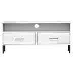 TV Stand with Metal Legs Solid Wood Pine - 41.7 x 15.7 x 18.3
