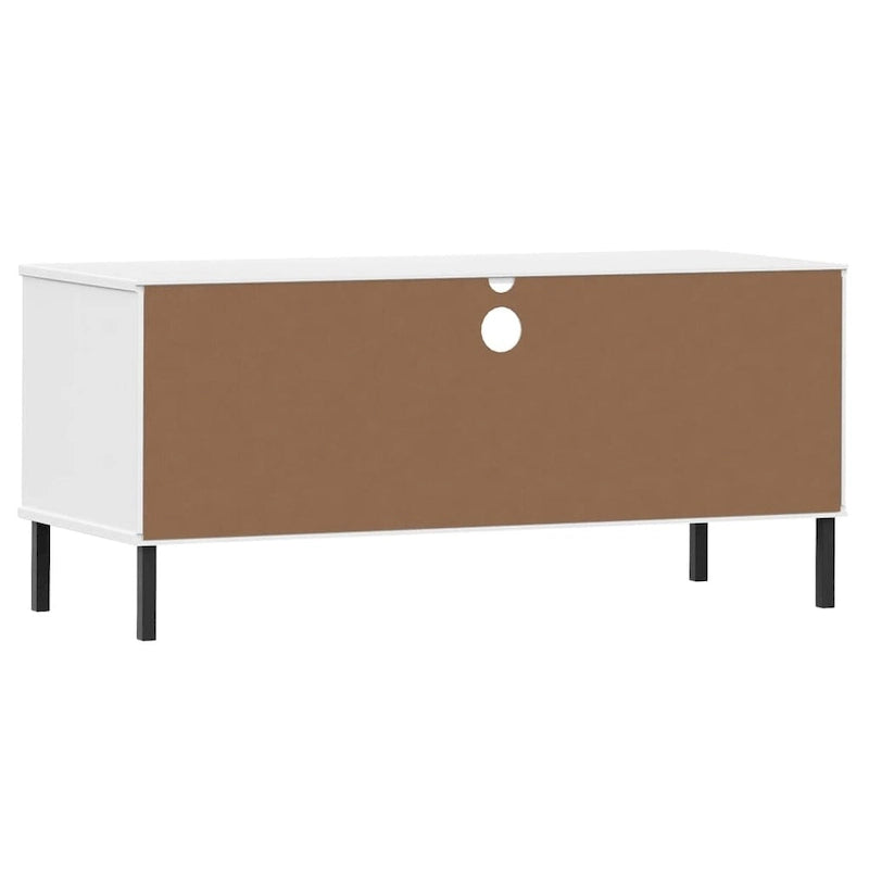 TV Stand with Metal Legs Solid Wood Pine - 41.7 x 15.7 x 18.3