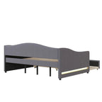 Full Size Upholstered Daybed with LED Light and Trundle