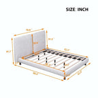 Queen Size Upholstered Platform Bed with Two Large Headrests