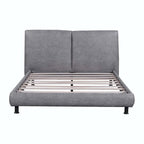 Queen Size Upholstered Platform Bed with Two Large Headrests