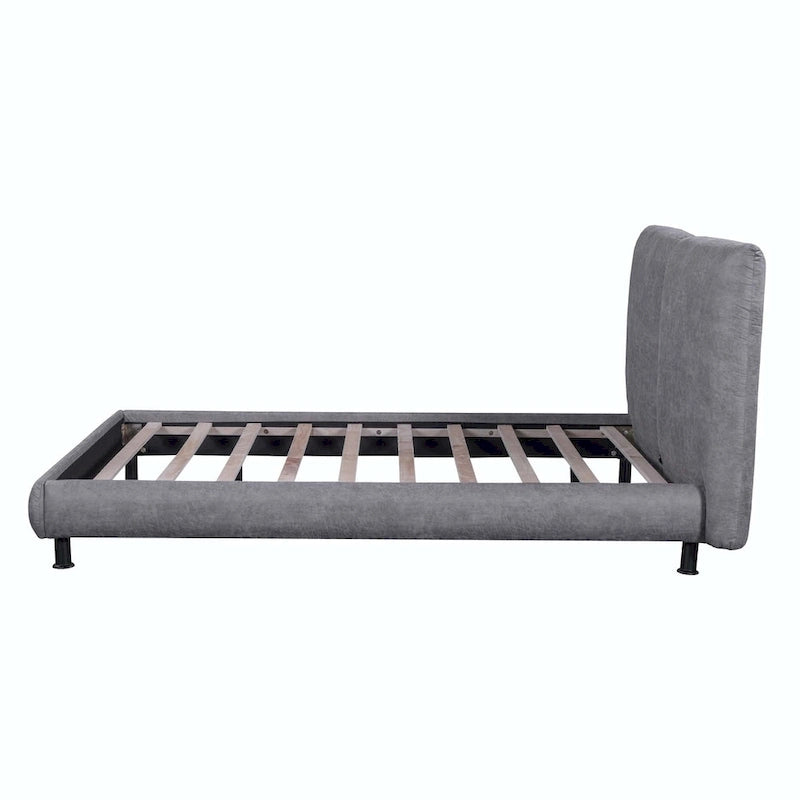 Queen Size Upholstered Platform Bed with Two Large Headrests