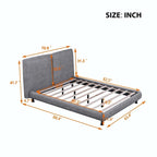 Queen Size Upholstered Platform Bed with Two Large Headrests