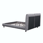 Queen Size Upholstered Platform Bed with Two Large Headrests