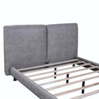 Queen Size Upholstered Platform Bed with Two Large Headrests