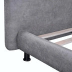 Queen Size Upholstered Platform Bed with Two Large Headrests
