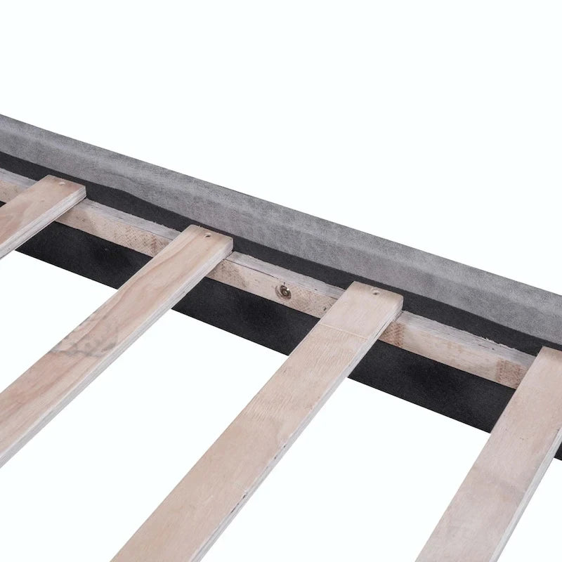 Queen Size Upholstered Platform Bed with Two Large Headrests