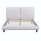 Queen Size Upholstered Platform Bed with Two Large Headrests