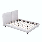 Queen Size Upholstered Platform Bed with Two Large Headrests