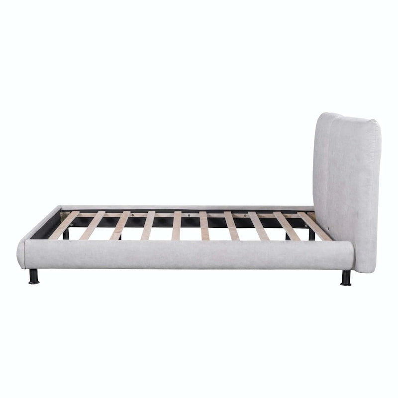 Queen Size Upholstered Platform Bed with Two Large Headrests