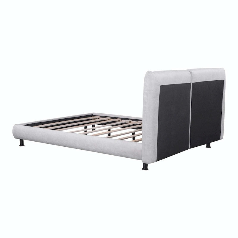 Queen Size Upholstered Platform Bed with Two Large Headrests