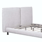 Queen Size Upholstered Platform Bed with Two Large Headrests