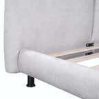 Queen Size Upholstered Platform Bed with Two Large Headrests