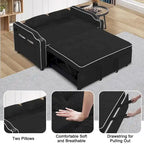 3-in-1 slaapbank, moderne fluwelen loveseat met uitschuifbaar bed