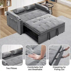 3-in-1 slaapbank, moderne fluwelen loveseat met uitschuifbaar bed