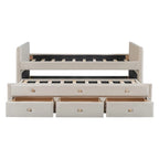 Upholstered Daybed with Twin Size Trundle and Drawers