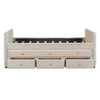 Upholstered Daybed with Twin Size Trundle and Drawers