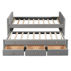 Upholstered Daybed with Twin Size Trundle and Drawers