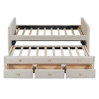 Upholstered Daybed with Twin Size Trundle and Drawers