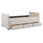 Upholstered Daybed with Twin Size Trundle and Drawers