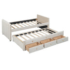 Upholstered Daybed with Twin Size Trundle and Drawers