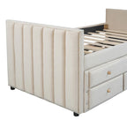 Upholstered Daybed with Twin Size Trundle and Drawers